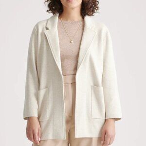 Quince 100% Organic Cotton Knit Blazer - Size Small Speckled Beige Color